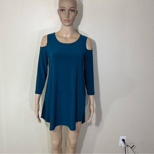 Sympli Teal Cold-Shoulder Tunic Top